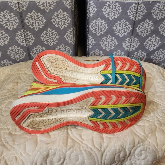 Saucony Women's Endorphin Pro Running Shoes - Yellow and Blue - Picture 2 of 5